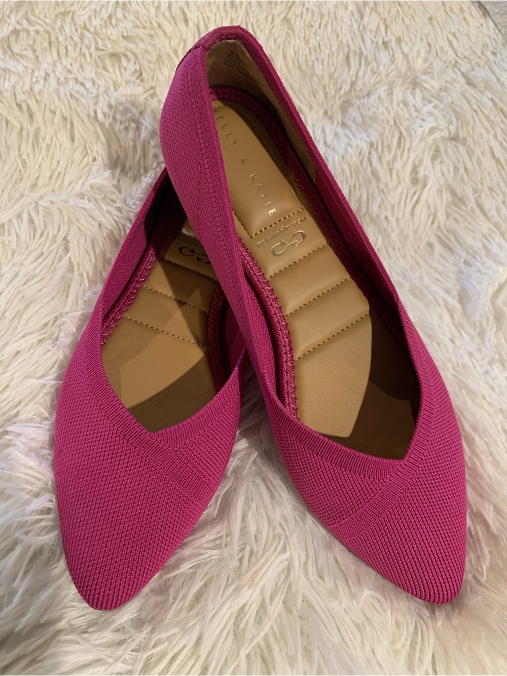 Kelly & Katie Fuchsia Pointed-Toe Knit Flats
